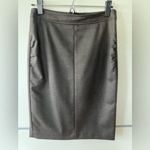 BCBGMAXAZRIA brown pencil skirt with lining, back slit and zip closure, size 4